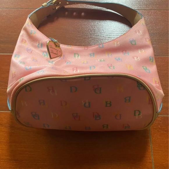VINTAGE Dooney & Bourke Pink Hobo Bag with Multicolor Accents - Picture 2 of 6